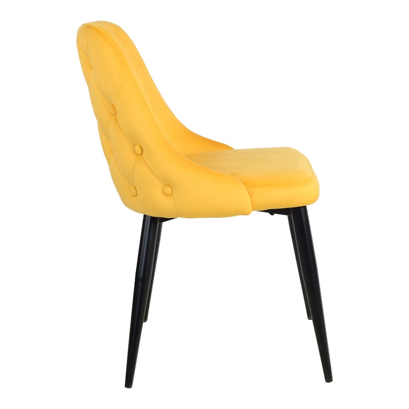 Scaun Zedna, Pako World, Catifea Galben, Picioare negre, 51x58x84 cm - 2 | YEO