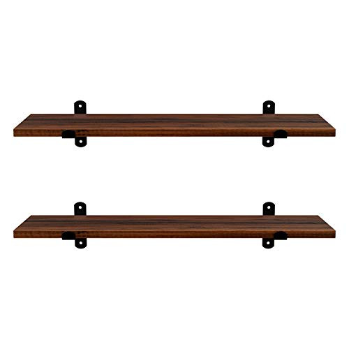 Set 2 etajere de perete, Songmics, Maro-Negru, 60x20x15 cm