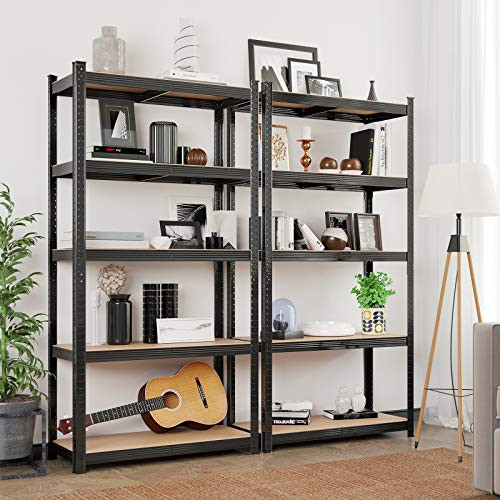 Set 2 rafturi metalice, Songmics, Negru, 180x90x40