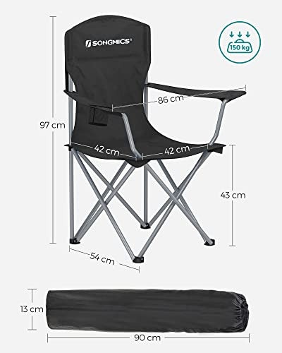 Set 2 scaune de camping, Songmics, Negru, 76x51.5x95.5 cm - 2 | YEO