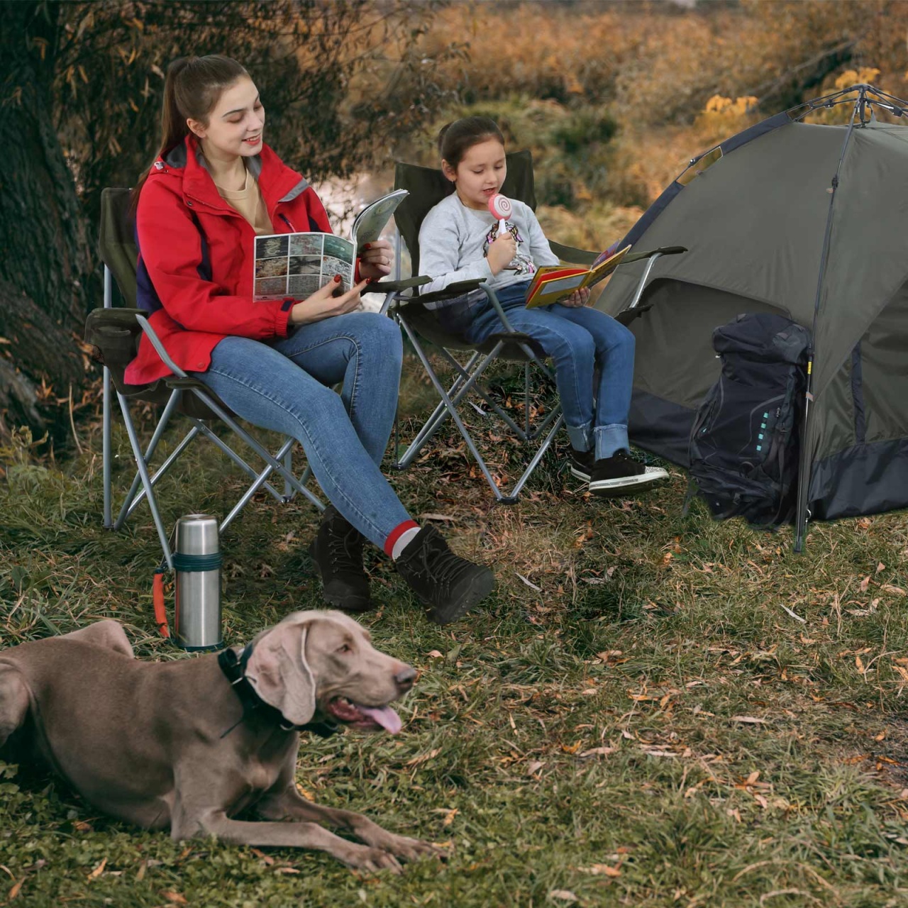 Set 2 scaune de camping Songmics Verde 84x52x81 cm - 1 | YEO