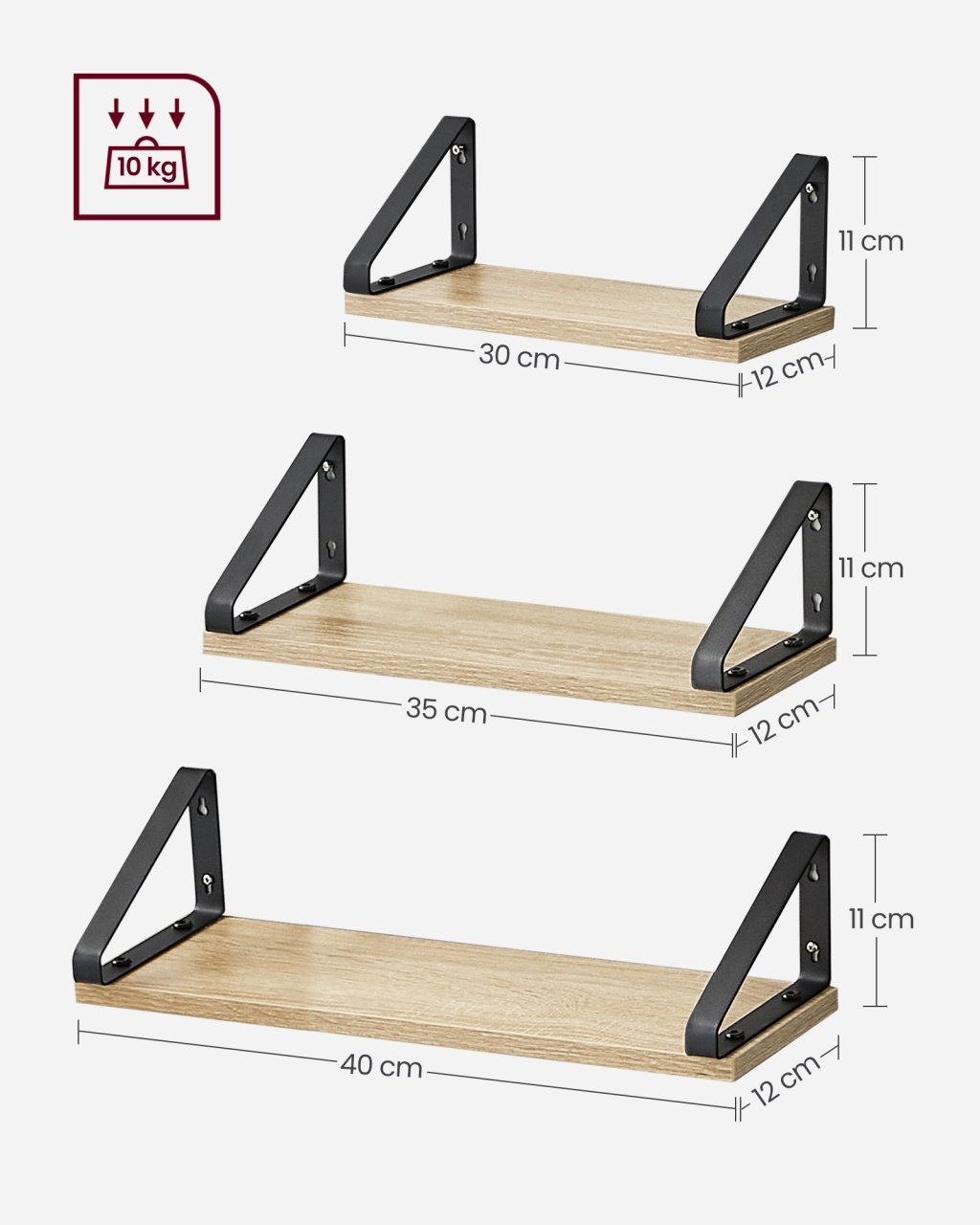 Set 3 polite Vasagle Maro 40x12x10 cm - 3 | YEO