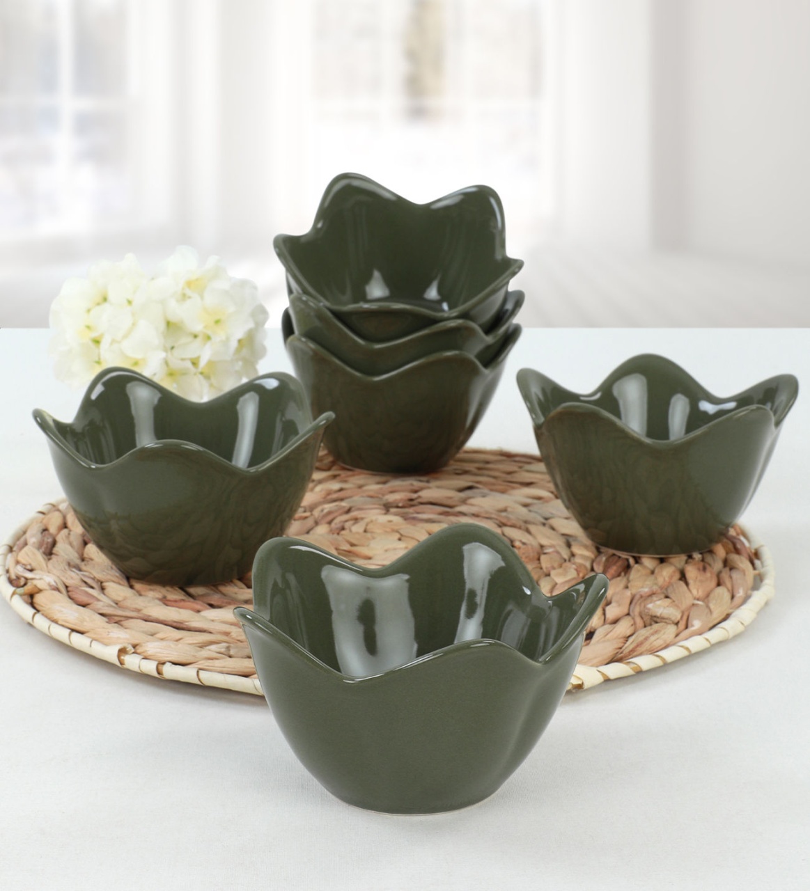Set boluri ceramice (6 bucati) Macd700 Verde inchis 11.8x11.8x7.5 cm