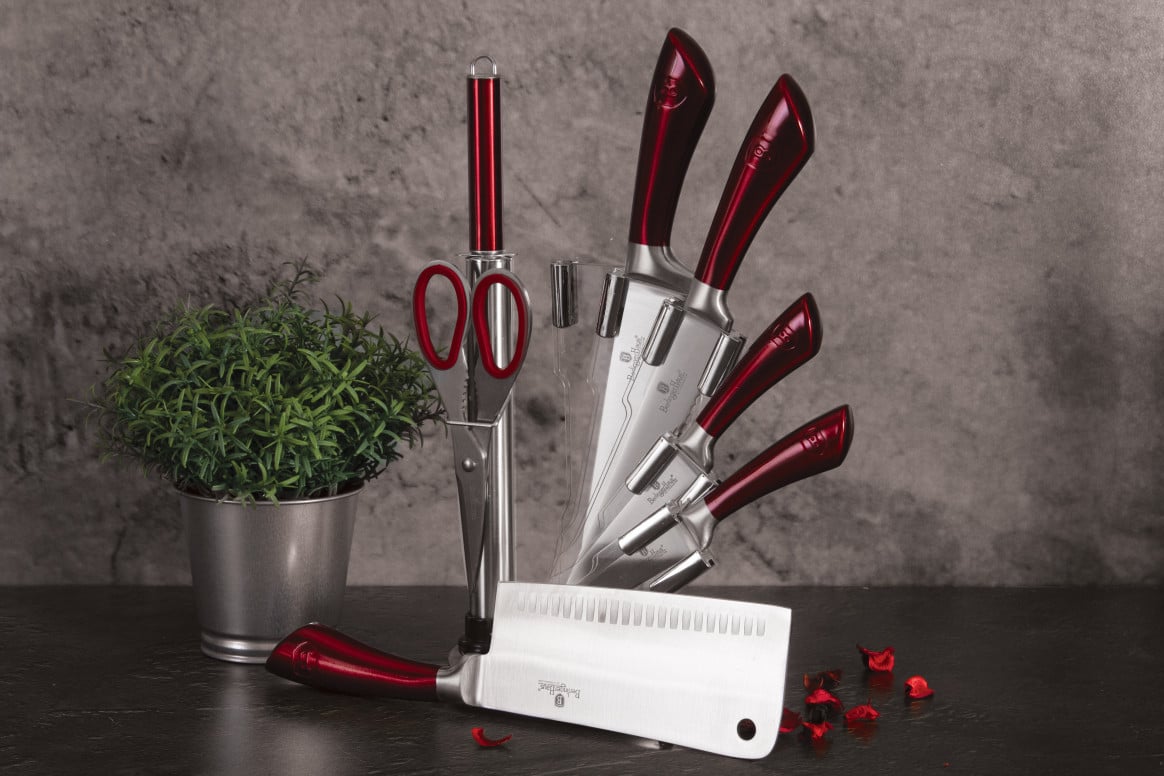 Set Cutite cu Stand, 8 Piese, Burgundy BH/2043 - 2 | YEO