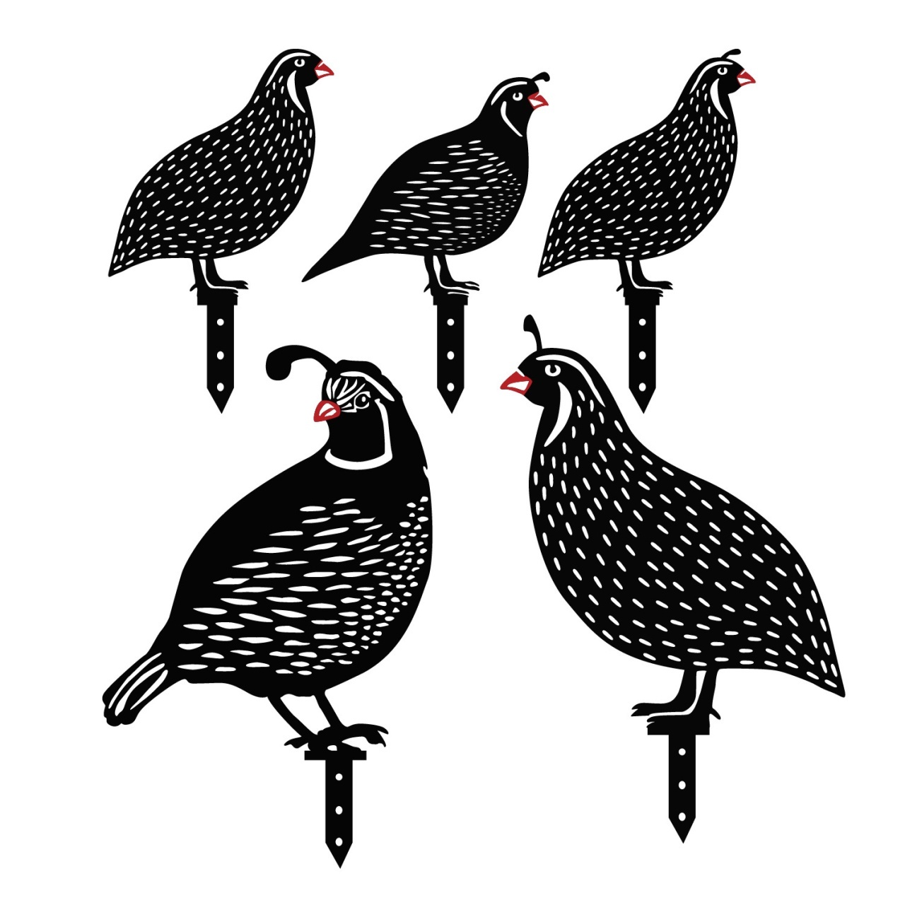 Set de accesorii metalice decorative pentru gradina Quails Negru 21x25 cm - 2