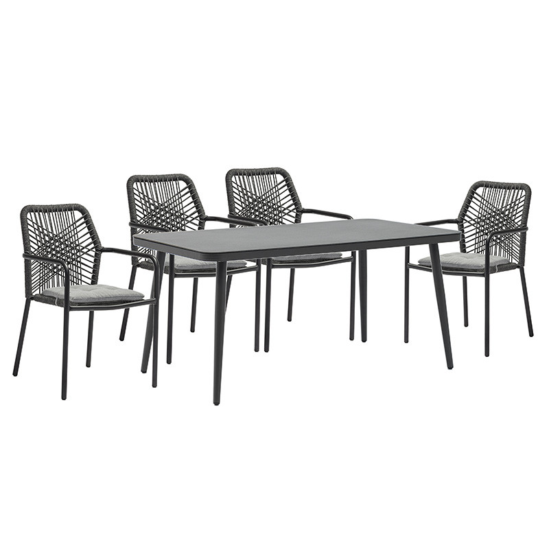 Set de gradina masa si scaune 5 bucati Ecco-Kherson aluminiu antracit-textilena gri 160x90x75cm