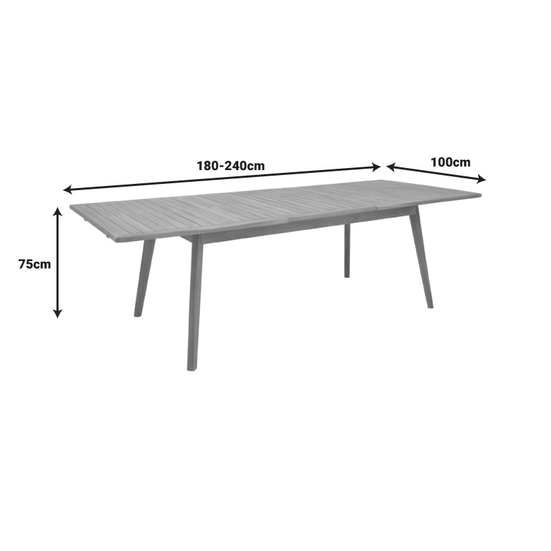 Set dining Banou-Pino, Pako World, 9 piese, Natural, 180/240x100x75 cm