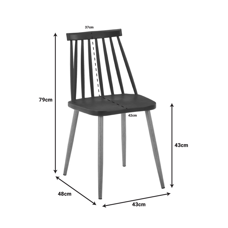 Set dining Chloe-Aurora I, Pako World, 5 piese, Antracit-Negru-Natural, 120x70x75 cm