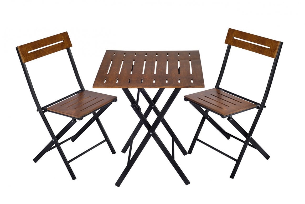 Set Masa si Scaune, 3 Piese Bistro V2 Walnut-Negru - 3 | YEO