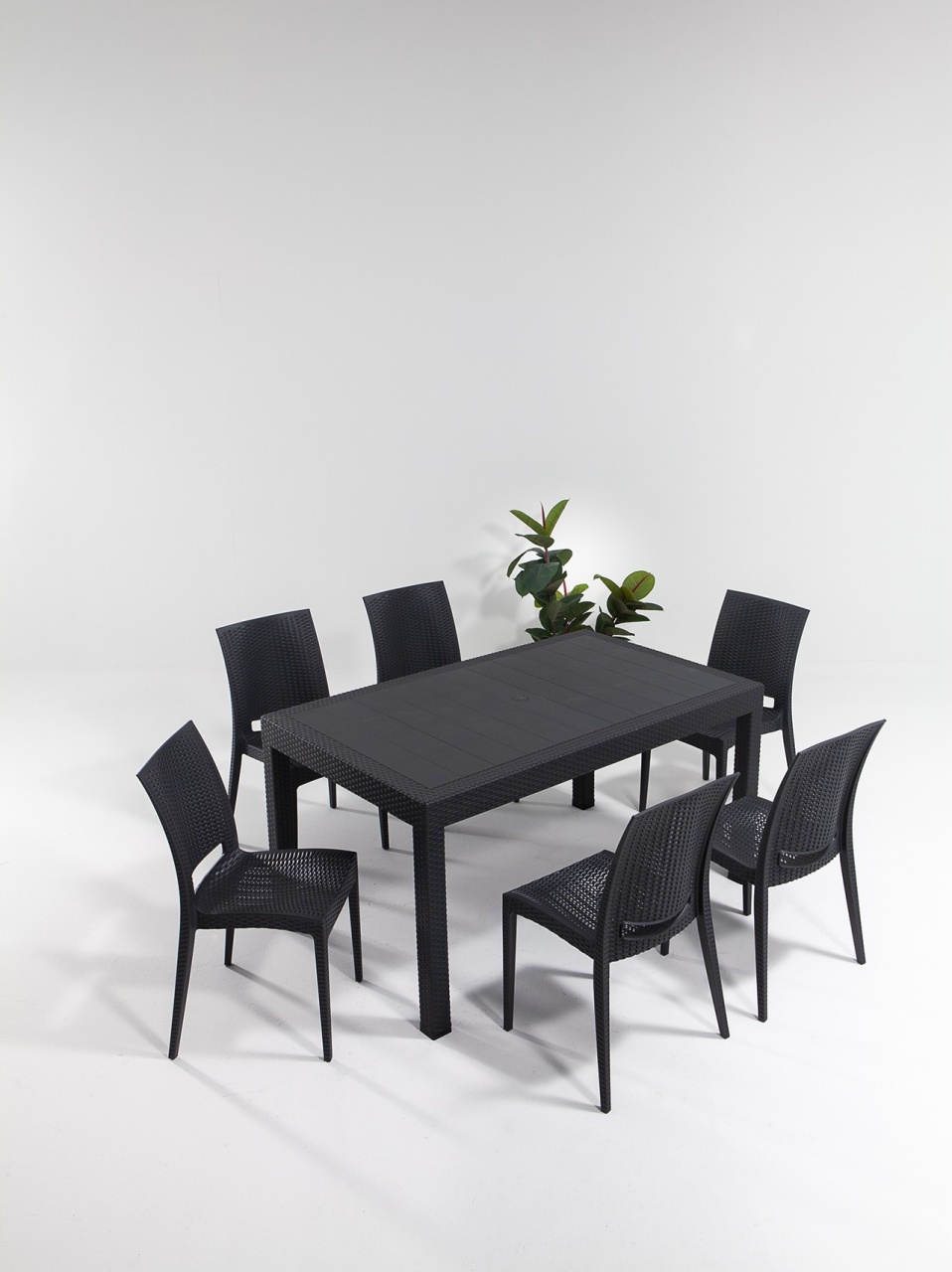 Set masa si scaune de gradina (7 piese) Rattan Antracit 43x87x44 cm