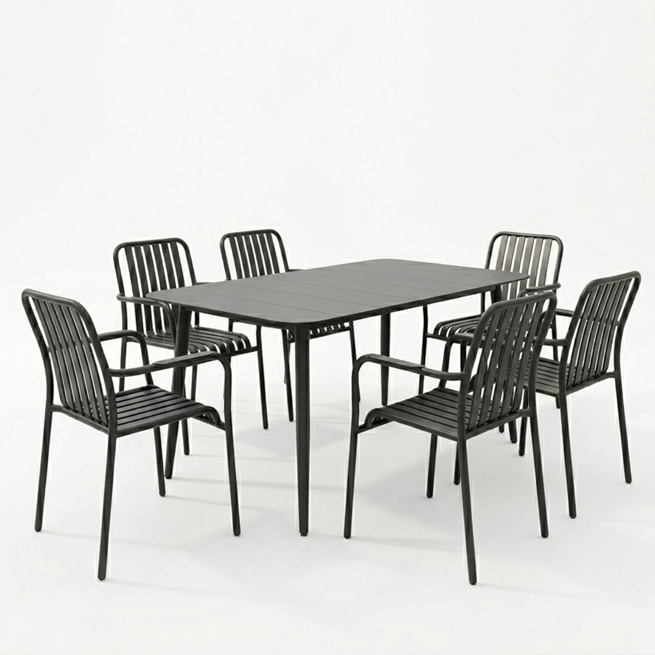 Set masa si scaune dining, 7 buc, Heven Vista, Pako, Negru 120x70x72 cm - 2