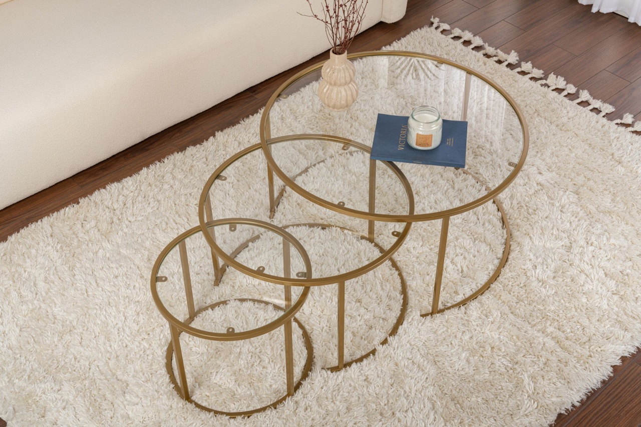 Set masute de cafea Aurum Auriu - 3 | YEO