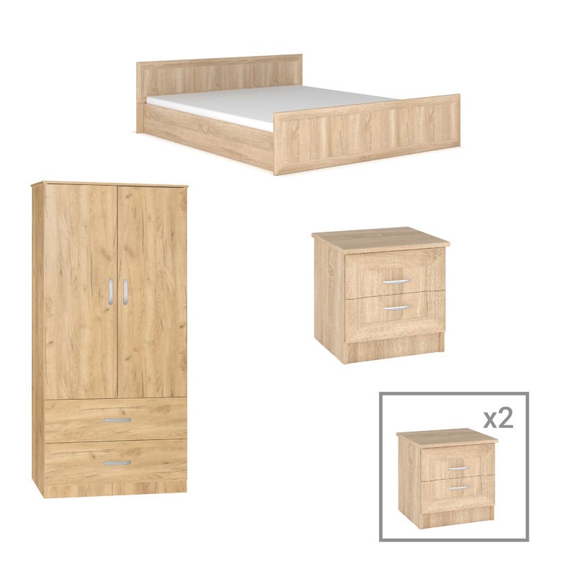 Set mobila dormitor pentru elevi New Nap 3, 4 bucati Natural