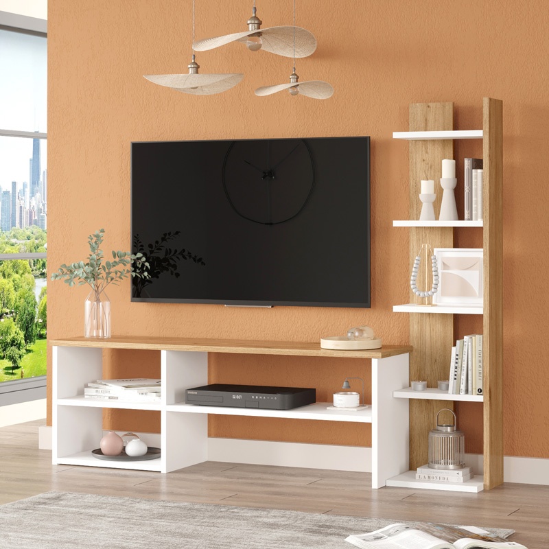 Set mobilier living Perla, Pako World, Alb-Natural, 120x29x41 cm - 1 | YEO