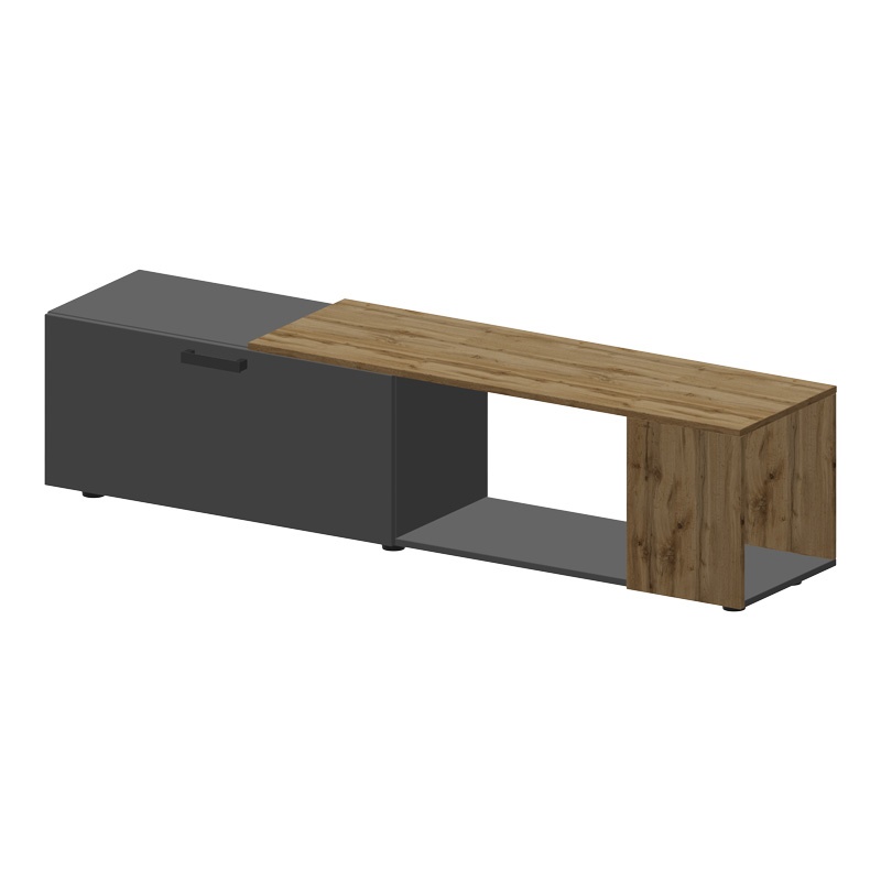 Set mobilier living Poelfy, Pako World, Gri inchis-Stejar, 170x37x42 cm - 2 | YEO