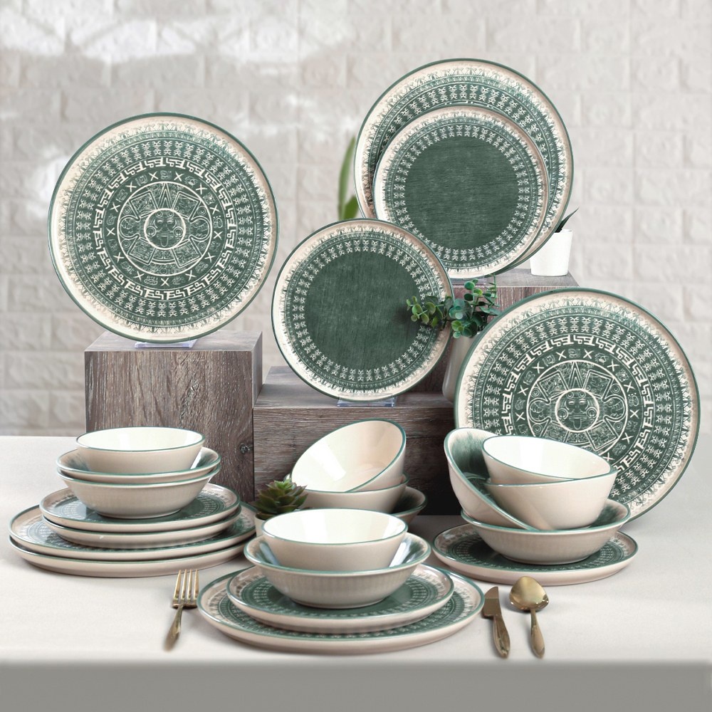 Set veselă din ceramică, 24 bucati Lavante splash Verde - 1 | YEO