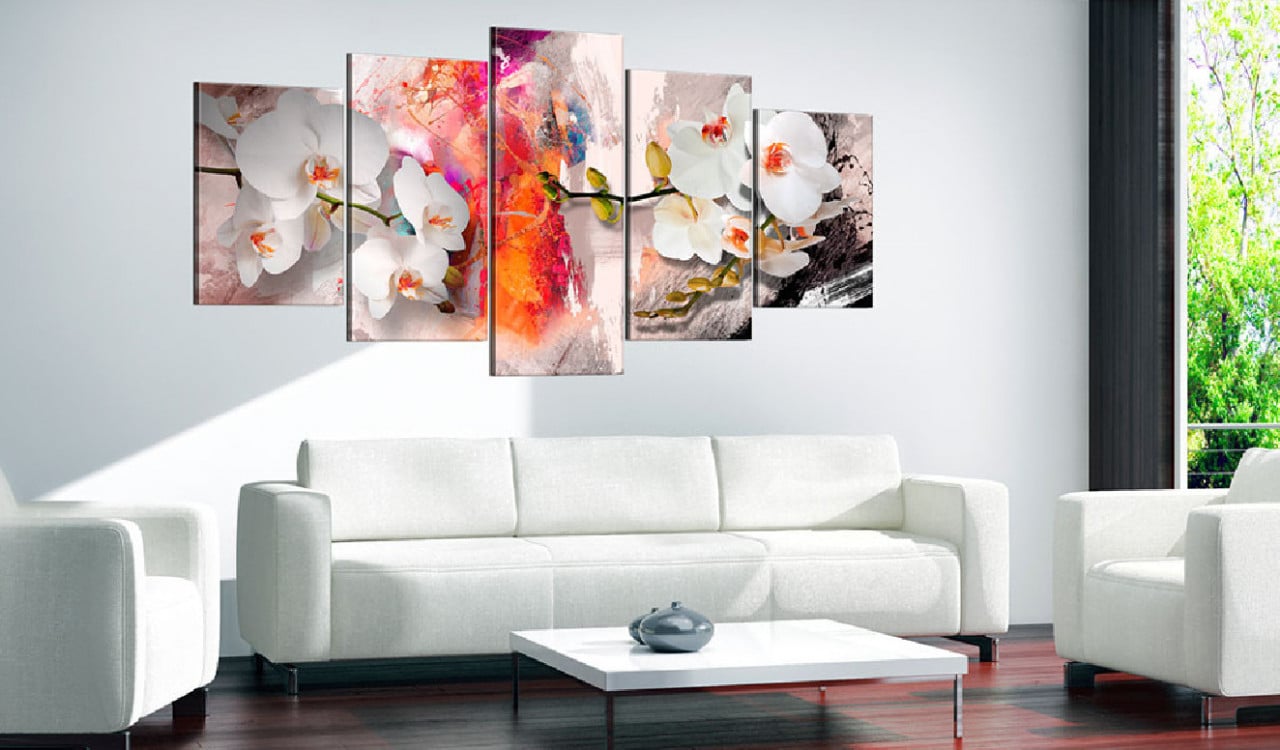 Tablou - Colorful background and orchids 200x100 cm - 1 | YEO