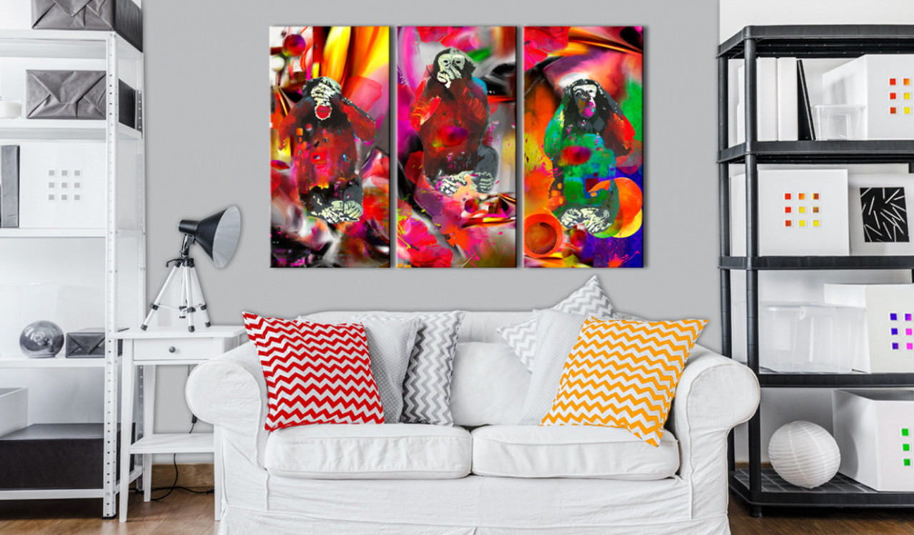 Tablou - Crazy Monkeys - triptych 90x60 cm - 1 | YEO