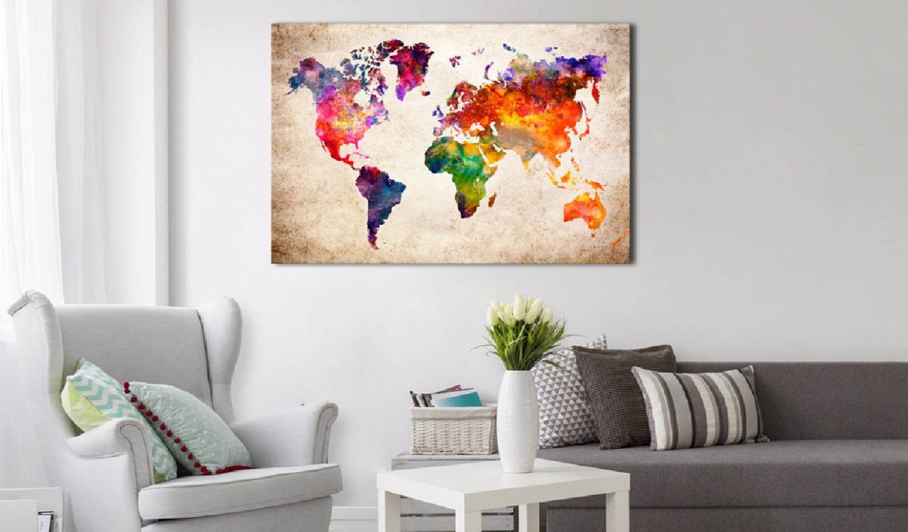 Tablou din plută - Colourful Universe [Cork Map] 120x80 cm - 1 | YEO