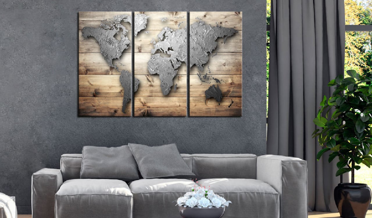 Tablou din plută - Doors to the World [Cork Map] 90x60 cm - 1 | YEO