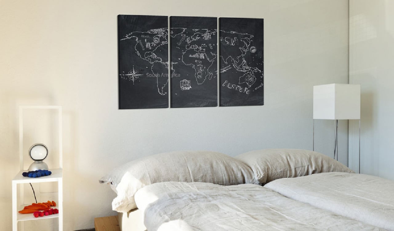 Tablou din plută - Travel broadens the mind (triptych) [Cork Map] 120x80 cm - 1 | YEO