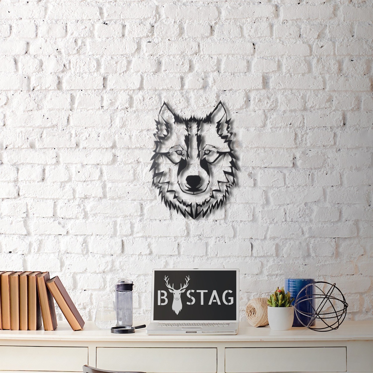 Tablou metalic Wolf Negru 38x50 cm - 4 | YEO