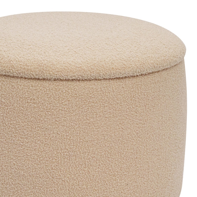 Taburet cu depozitare Ottoman Roundy boucle Bej 55x55x41.5 cm - 1 | YEO