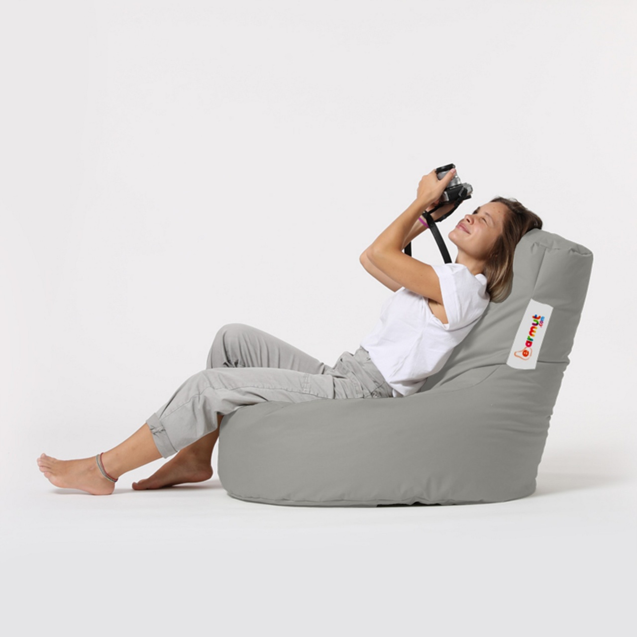 Taburet puf beanbag de gradina Lina Gri inchis - 3 | YEO