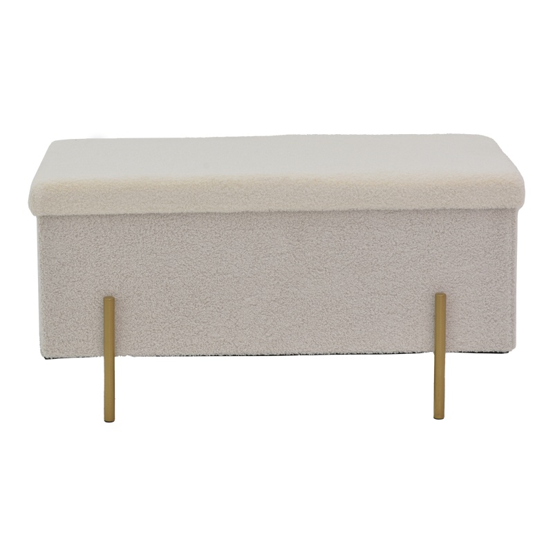 Taburet Ziwel cu capac teddy alb auriu 80x40x40 cm - 1 | YEO