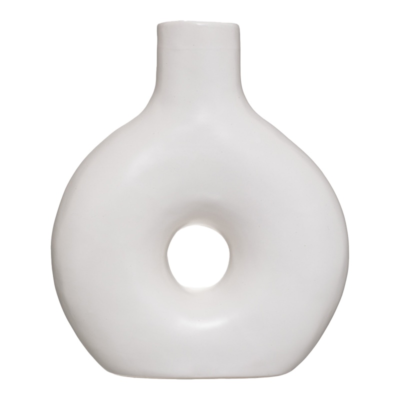 Vaza ceramica Wanif, Pako World, Alb, 17x7x19 cm