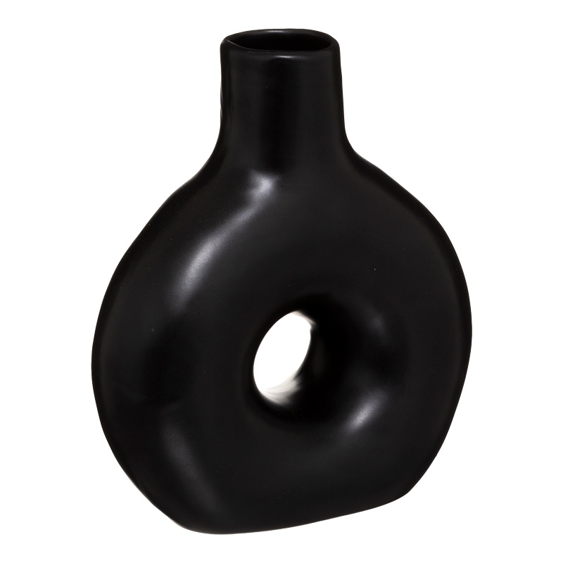 Vaza ceramica Wanif, Pako World, Negru, 17x7x19 cm