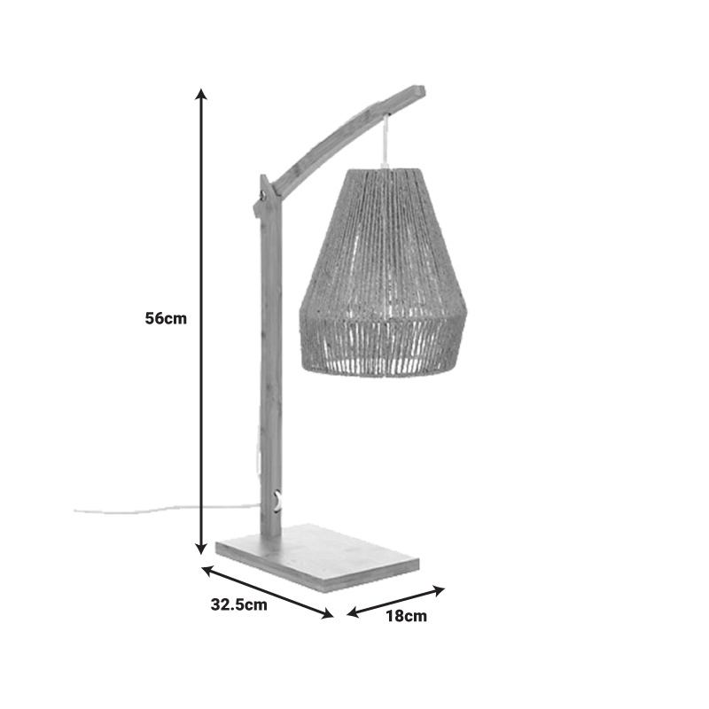 Veioza Sean E27 40W bambus cu abajur bej 52x30x158 cm - 3 | YEO