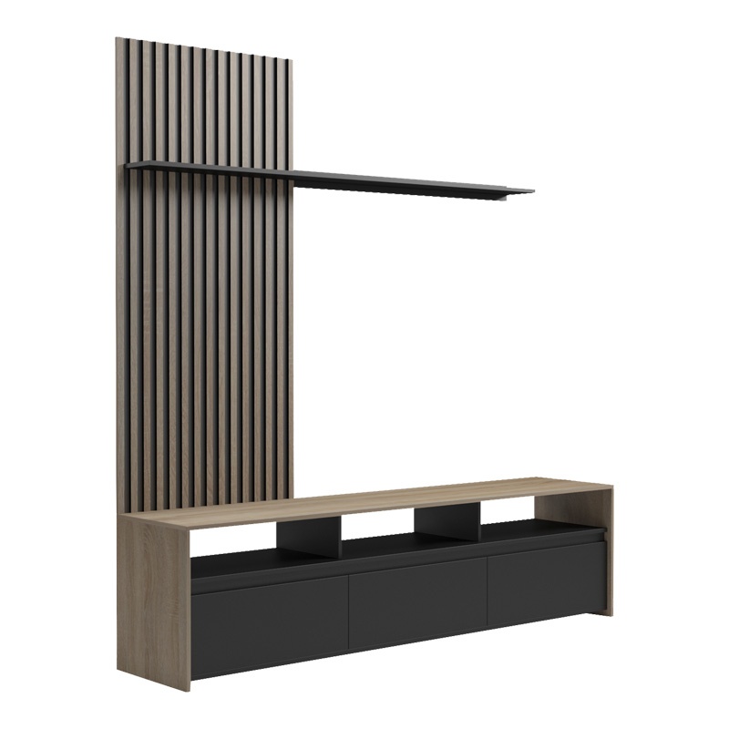 Ansamblu comoda TV Delfina Negru 190x40x199.5 cm - 1 | YEO