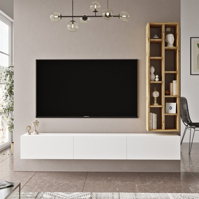 Ansamblu Comoda TV LV9 Oak-Alb