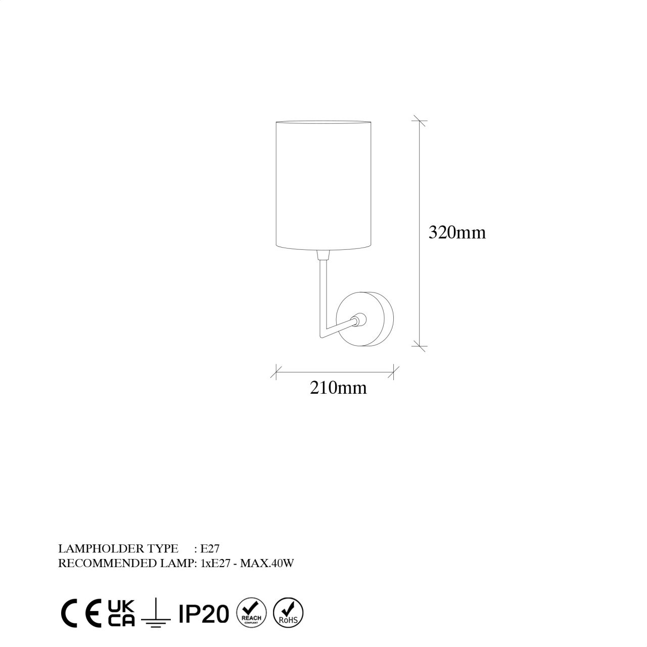 Aplica 7151 Auriu 12x21x32 cm