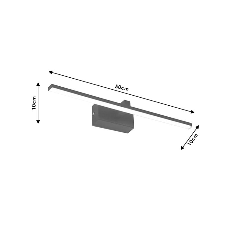 Aplica PWL-1054, LED 6W negru 50x10x10 cm