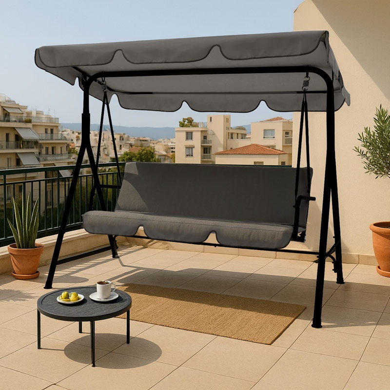 Balansoar de gradina Globo, Pako World, Metal, Negru-Gri, 170x110x153 cm - 1 | YEO