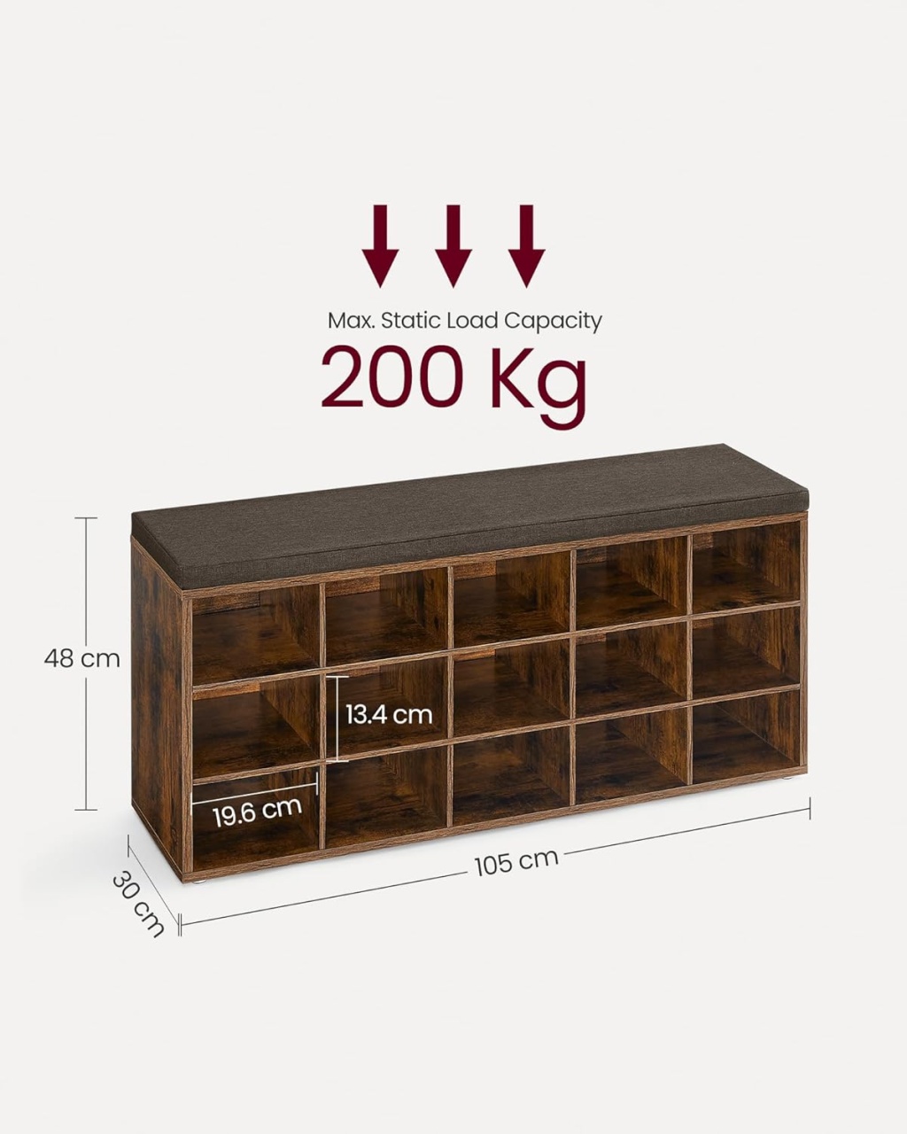 Bancuta pantofar Maro Vasagle 105x30x48 cm - 3 | YEO