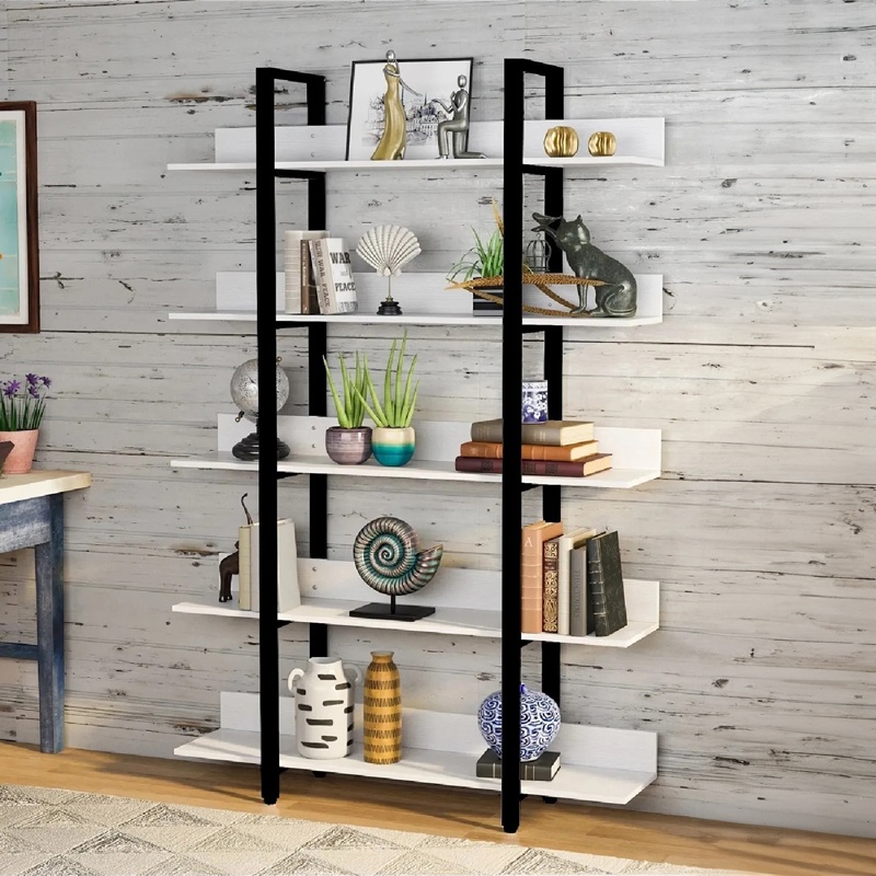 Biblioteca Almond alb-negru 119x27x185 cm - 1 | YEO