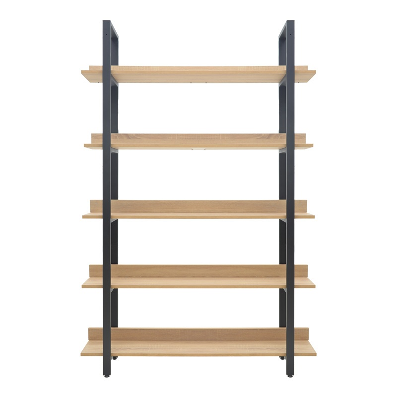 Biblioteca Almond, Pako World, Stejar-Negru, 120x29x185 cm - 1 | YEO