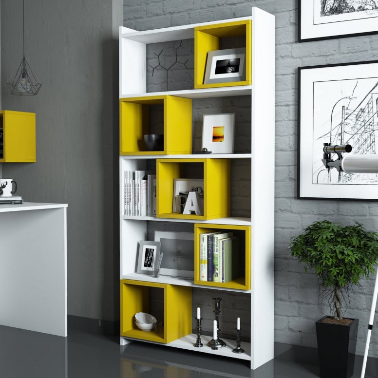 Biblioteca Box - Alb, Yellow