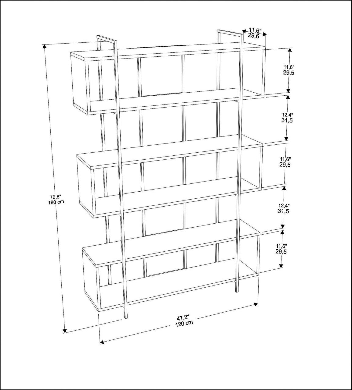 Bibliotecă Bruti Verde 120x180x29.6 cm