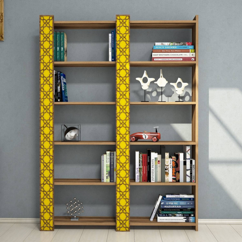 Biblioteca City 2 - Walnut, Yellow - 1 | YEO