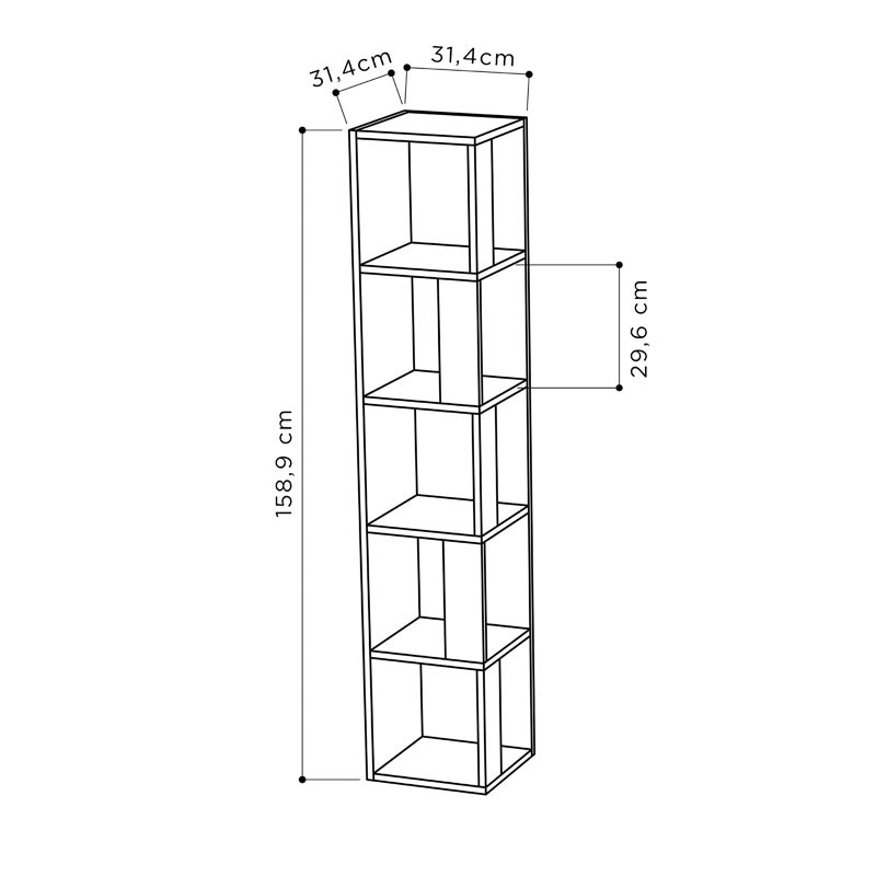 Biblioteca de colt Raphael mocha 31.5x31.5x159cm - 2 | YEO
