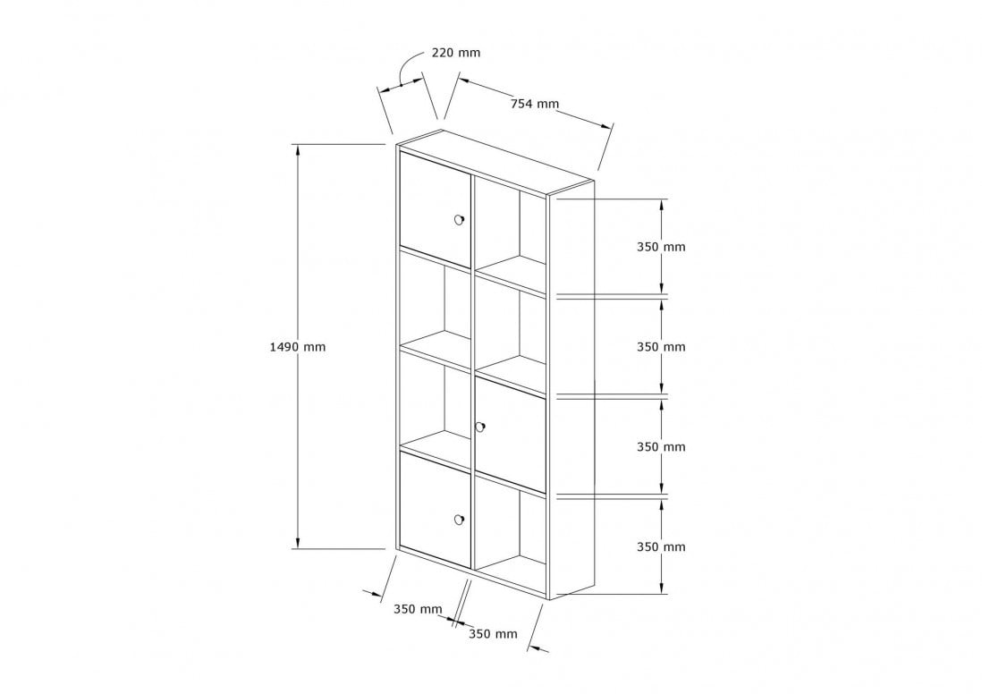 Biblioteca Ena - Alb, Antracit - 3 | YEO