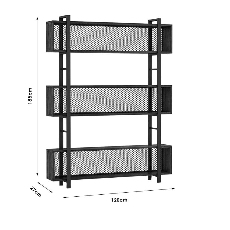 Biblioteca Fifer nuc - negru 120x27x185cm - 4 | YEO