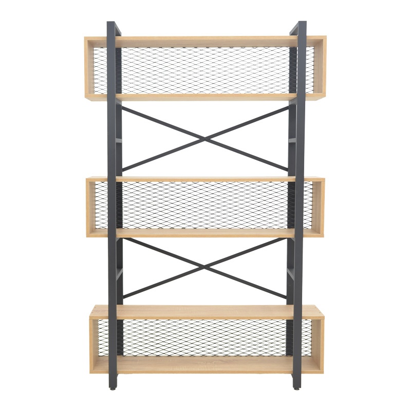 Biblioteca Fifer, Pako World, Stejar-Negru, 120x28x185 cm - 1 | YEO