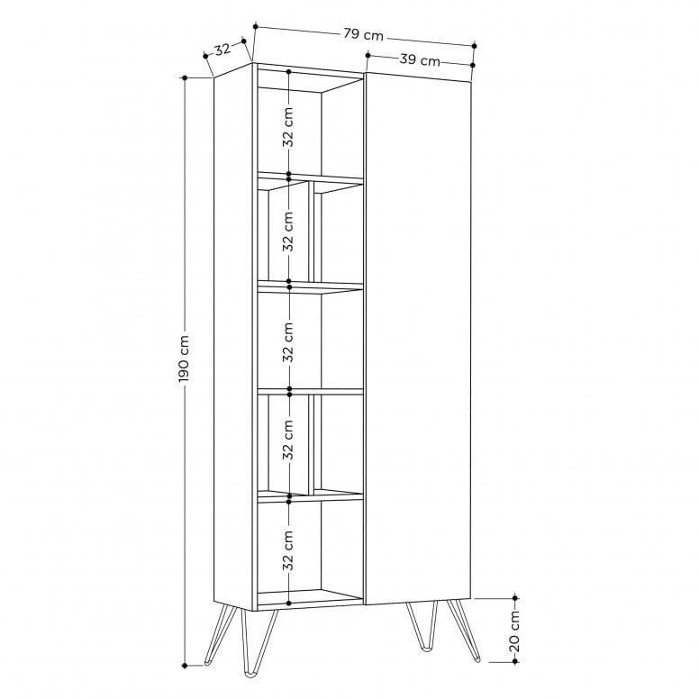 Biblioteca JeddaBookcase Oak-Antracit - 3 | YEO