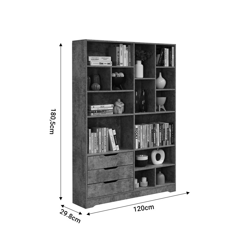 Biblioteca Lucinda Pako World Gri 120x29.8x180.5 cm