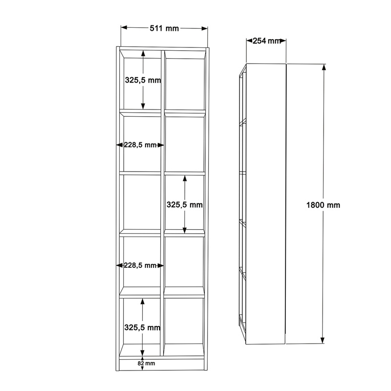 Biblioteca Otec, Pako World, Natural, 51x25x180 cm